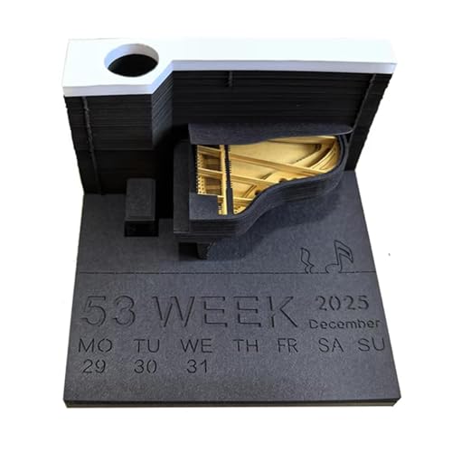 Artsy Pads、3Dメモパッドカレンダー2025、引き裂ける3Dメモ帳、3Dピアノペーパー彫刻アートパッドカレンダー、タイムピースカレンダー2025、DIYクリエイティブ3Dカレンダー、デスクトップデコレーションクラフトギフト