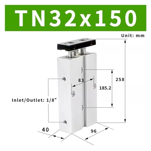 Cylindre compact TN32 double effet en alliage d'aluminium haute précision - 3