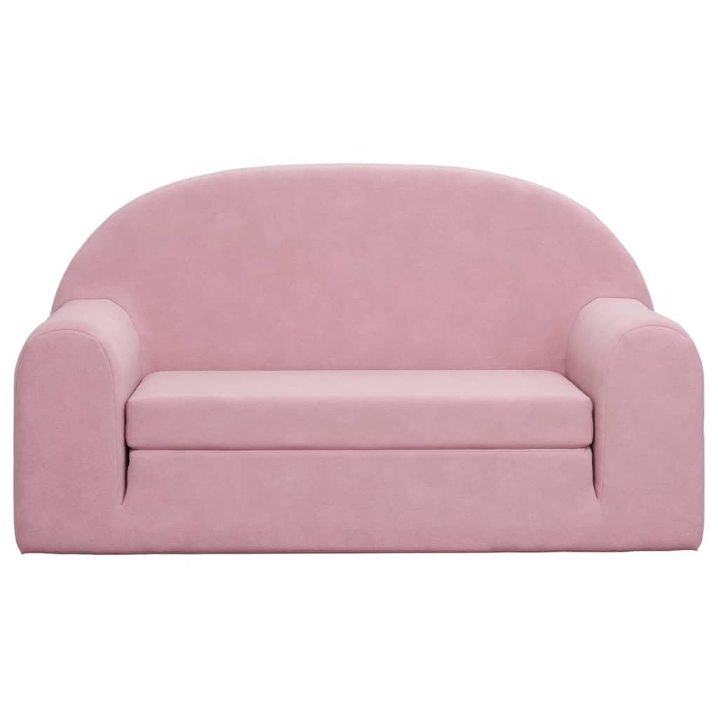 vidaXL 2-os. sofa dla dzieci, rozkładana, różowa, miękki plusz