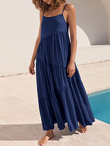 Image of ANRABESS Women Summer Casual Loose Sleeveless Sundress Spaghetti Strap Flowy Boho Linen Beach Vacation Maxi Long Dress