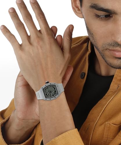 Image of Havoc Craft Men's Luxury Sports Watch 30M Waterproof Tonneau Chronograph | Analog Quartz Wristwatch with Time & Day Function | Premium Square Dial, Shock-Resistant & Anti-Magnetic Silicone Strap