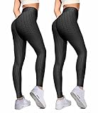 LUOWAN Women's High Waist Yoga Pants Tummy Control Slimming Booty Leggings Workout Running Butt Lift Tights(2 Pack Black,M)