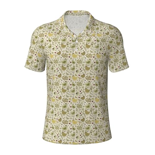 Polo respirant pour homme contre la chaleur avec motif feuilles jaunes léger