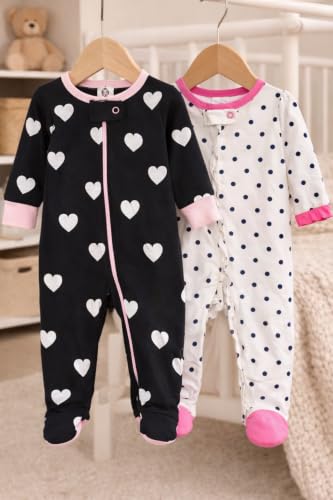 Image of TuddyBuddy Baby Girl's Cotton Printed Full Sleeves Sleepsuit /Footed Rompers for Baby Girl