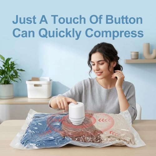 Image of LUXJET Travel Vacuum Storage Bags with Electric Pump, 8 Combo Vacuum Sealed for Clothes and Clothing, Luggage Space Saver Packing Compression (8 PACK COMBO)