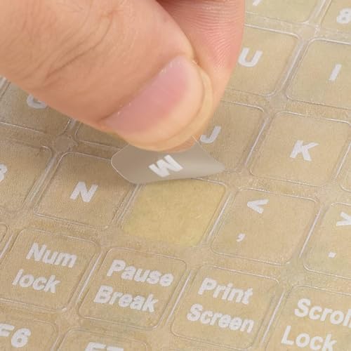 English Keyboard Stickers, Universal Computer Laptop Replacement Keyboard Letters Transparent Background White Lettering Alphabet Stickers for Laptop PC Computer Notebook Desktop