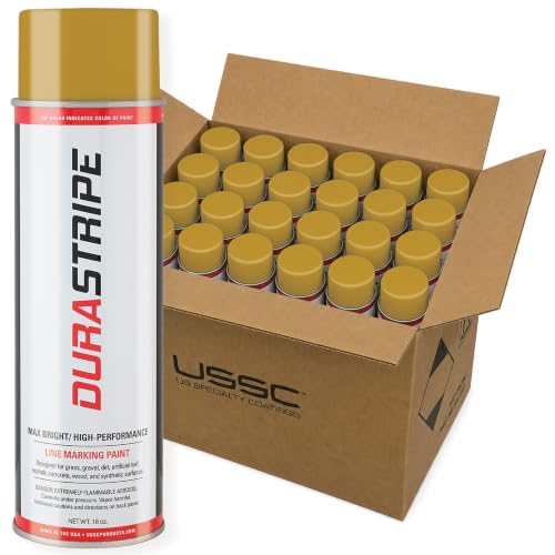 Image of Athletic Field Marking Paint - 2 Cases of 12 T-Tip Spray Cans (24 Total), 18 oz Each - Bright, Durable Field Striping Paint (Old Gold)