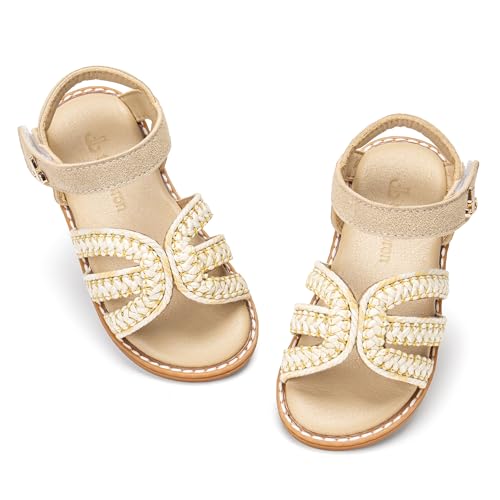 Image of Girls Gladiator Sandals with Adjustable Buckle Comfy Ankle Strappy Flat Shoes
