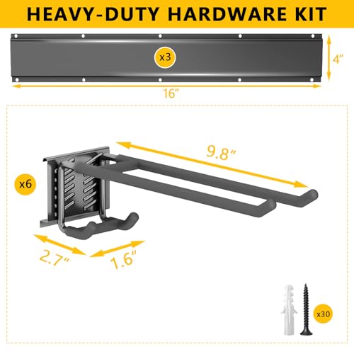 Garage-Tool-Organizer-Wall-Mount-48inch-Heavy-Duty-Garage-Storage-System-and-Garden-Tool-Organizer-with-6-Adjustable-Double-Hooks-for-Shovel-Snowboard-Yard-Tools-and-Shed