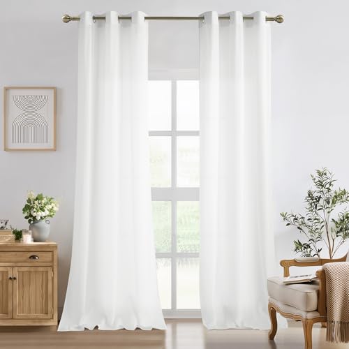 NICETOWN Off White Privacy Sheer Long Curtains 108 Inch Length for Bedroom Living Room 2 Panels Set Non-See-Through Semi Sheer Curtains Light Filterin