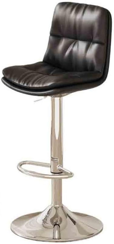 Kitchen Counter Barstool Light Luxury Backrest Lift Bar Iron Creative Kitchen Island Chair European Bar Stools PU Leather High Stools Bar Stools(Black)