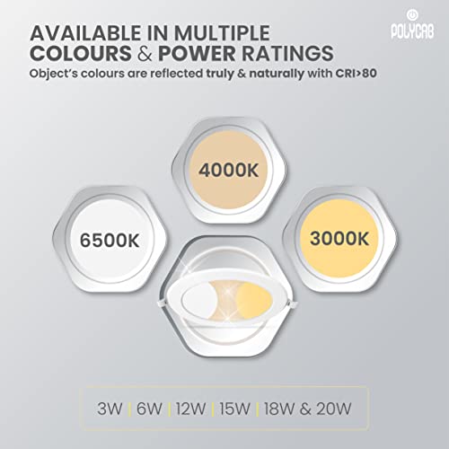Image of Polycab 3 Watt LED Panel Light Scintillate Edge Slim Round Smart Offers Bright Lumination Long Lifespan No Harmful Radiation (Cool White, 6500K, 4 PCS, Cut Out: 2.55 inches)