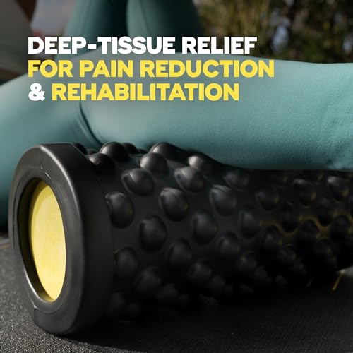TRX Training Rev Myofascial Release Roller, Travel Massage Roller for Muscles, 14-Inch Round Foam Roller for Stretching and Post-Workout Recovery
