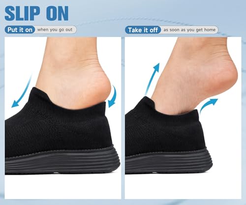 Image of LARNMERN Slip on Steel Toe Shoes for Men Women Composite Toe Shoes Slip on Sneakers Work Safety Shoes Comfortable Lightweight Construction Running Walking Tennis Shoes