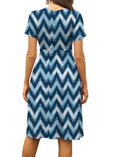 Image of WEACZZY Women's Summer Short Sleeve Casual Dresses V-Neck Floral Party Dress with Pockets