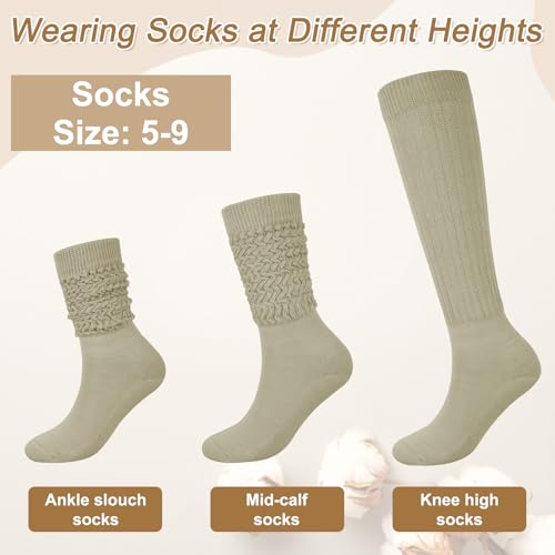 Justay 5 Pairs Slouchy Socks for Women - Knit Cotton Tube Cute Knee High Boot Long Scrunch Slouch Socks Gifts3