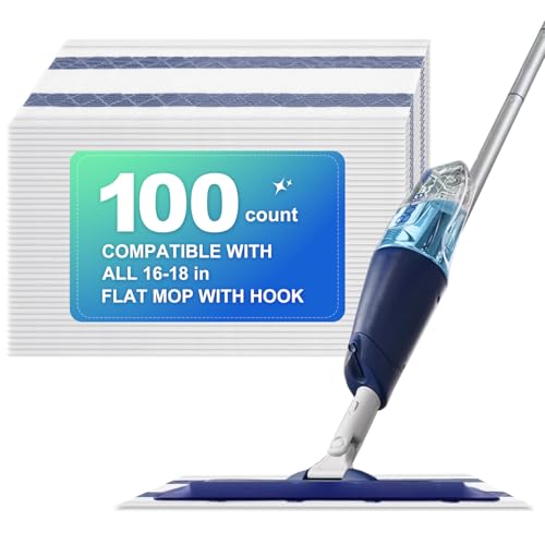 Disposable Mop Replacement Pad Microfiber Cleaneing Pads for All 16-18 Hook Loop System Flat Mop Heavy-Duty Sweeping Cleaner Pads for Multi-Surface Hardwood