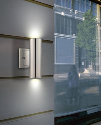 Image of Eglo 84002A Riga, Stainless Steel, 2-Light Wall Light Fixture