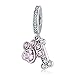 Hund und günstig Kaufen-LaMenars Charms Pink Paw Dangle 925 Sterling Silber Hundeknochen Anhänger Bead mit Zirkonia passt Europa Charm Armband Halskette, Geschenke für Frauen Mädchen