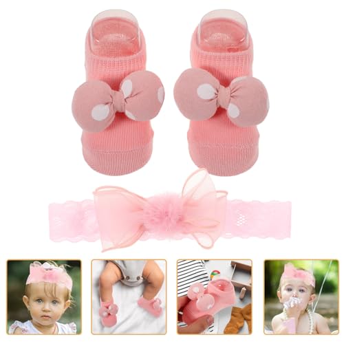 SAFIGLE 1 Conjunto De Meias Para Bebês Com Faixa De Cabelo E Meias Para Recém-Nascidos Presente De P