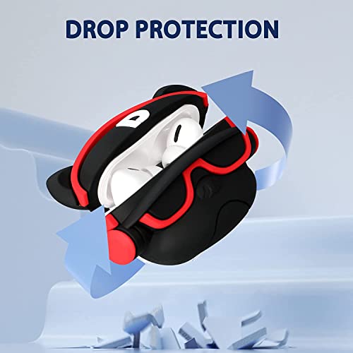 Image of Cartoon Silicone Case Compatible with Apple AirPods Pro 2 Case Cover - Cute 3D Shockproof 360 Protective Skin Cover with Keychain | AirPods Pro 2nd Gen Case (Hip Hop Dog Red)