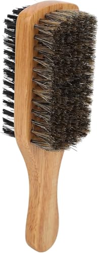 Double Sided Beard Brush with Rubber Wood Handle Mens Grooming Tool for Beard and Mustache