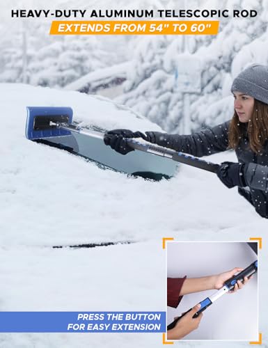 Image of EcoNour 49 inch Snow Broom with Ice Scraper for Car Windshield & Windows