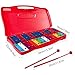 YAYUZEST Xylophone 25 Notes Glockenspiel for Kids, Professional Xylophone Percussion Instrument with Hard Case and Safe Mallets, for Student Beginners, Music Teaching and Gifts (Red)