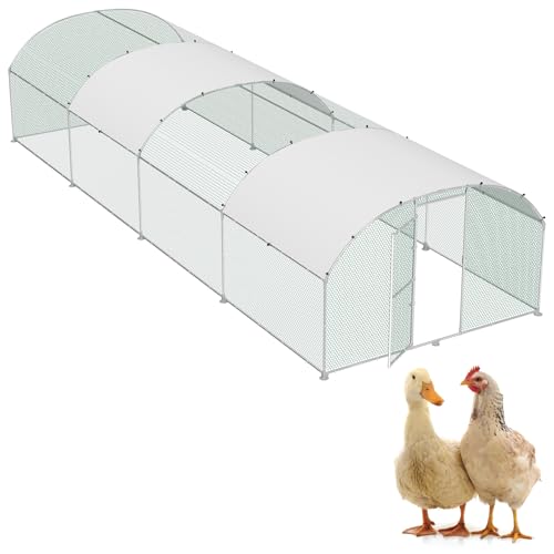 ORHEYA Cage métal galvanisé 3 x 8 m, résistante hiver, toit pare-soleil, serrure, enclos animaux