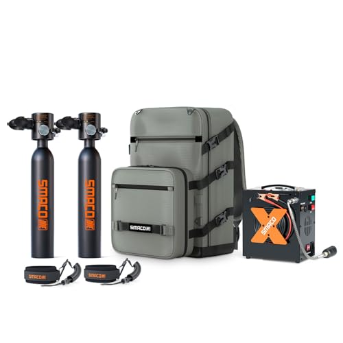 SMACO Mini Tauchflasche 0,5L Sauerstoffflasche Tauchen Mini (2 Stück) Taucherflasche für Unterwasseratmung kleine Tauchen Sauerstofftank Taucher Set Tauchausrüstung für Familie und Kumpels S300Plus