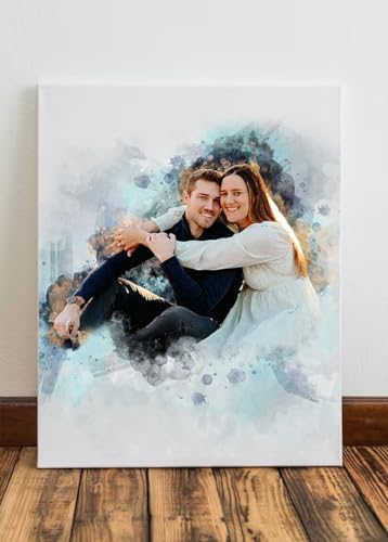 Korafina Customized Watercolor Portrait From Photo Present Perfect Wedding Custom Photo Painting Engagement Watercolor Gift For Her Wall Art Gifts Long Distance Relationship Custom Gift 1St Anniversary thumb #3