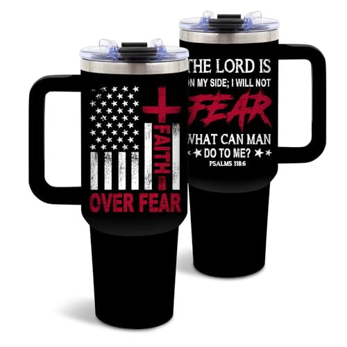 DUUV Faith over Fear Tumbler 40oz, Insulated Christian Gifts for Women Man