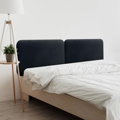 DHOME Tête de Lit Capitonnée Lisse Arrondie en Velours pour Mur Têtes de Lit Acoustiques Absorbantes pour Chambre à Coucher (Noir, 180cm Dual)