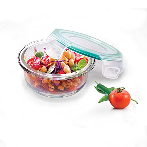 Treo by Milton Hi Borosilicate Clip Fresh Round Container, 200 ml, 1 Piece, Glass