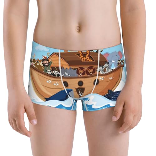 Boys' Cotton Boxer Brief Soft Underwear-Animals On Noah'S Ark