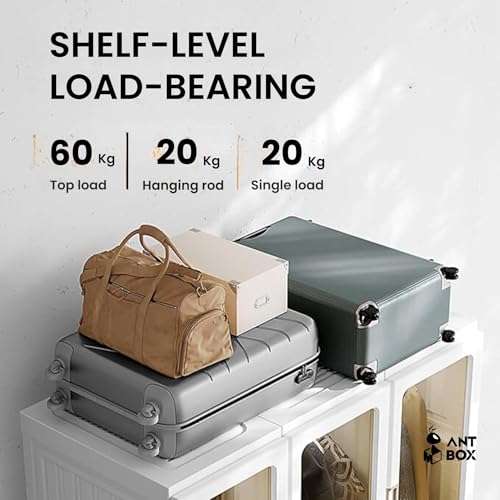 Image of ANTBOX Foldable Plastic Wardrobe Organizer | Collapsible Wardrobe for Clothes with 6 Doors, 6 Compartments, and 1 Hanger Rod | Portable Wardrobe, Plastic Cupboard, Storage Cabinet, Foldable Almirah