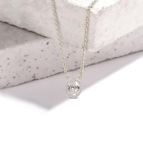 FRIENDLY DIAMONDS 0.75 Carat - 6 Carat IGI Certified Lab Grown Diamond | Flaire Halo Lab Diamond Necklace 14K Or 18K White, Yellow Or Rose Gold | FG-VS Quality3