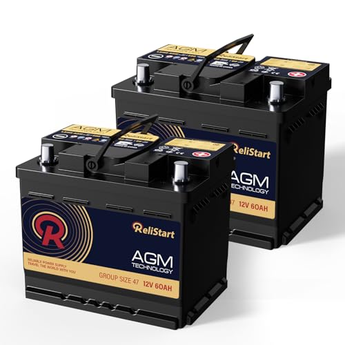 AGM Battery BCI Group 47 Car Battery 2 Pack 12V 60Ah 47H5