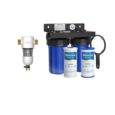 Waterdrop Whole House Water Filter System, with Carbon Filter and Sediment Filter 5-Stage Filtration and Waterdrop Spin Down Sediment Filter System for City/Well Water 50 Micron
