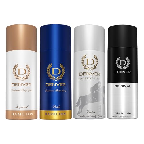 Image of DENVER Imperial, Pride, Original & Victor Deodorant - 150ML, Pack of 4 | Long Lasting Deodorant Body Spray For Men