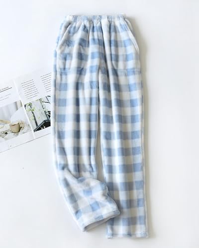 Image of codcm Womens Plaid Fluffy Pajama Pants Fuzzy Fleece Cozy Lounge Pants with Pockets Winter Warm Pj Bottoms