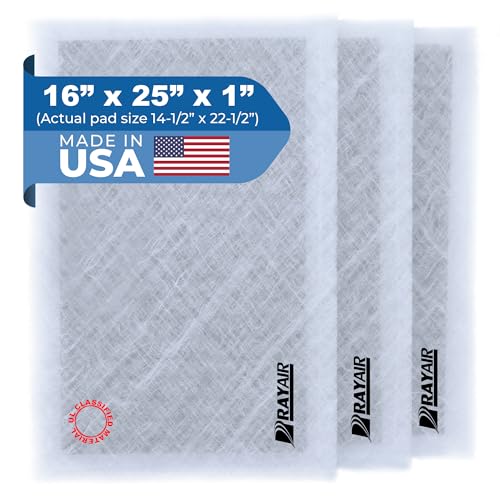 RayAir Supply 16x25 Replacement Filter Pads Compatible with Dynamic Air Cleaner 16X25 Refill (3 Pack) White, Made in USA