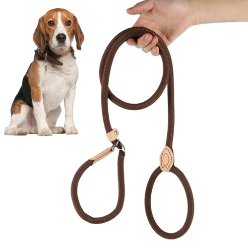 Guinzaglio Retriever con Anti-Trazione, 180 cm Guinzaglio Cane Corda Arrampicata, Collare Integrato, Guinzaglio Allenamento Regolabile per Piccoli a Grandi Cani, Resistente & Comodo, Marrone