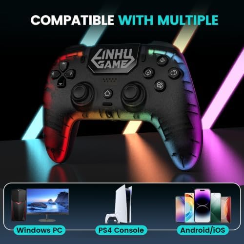 Linhugame Wireless Controller for PS-4/PC Transparent RGB Black — 사진 2
