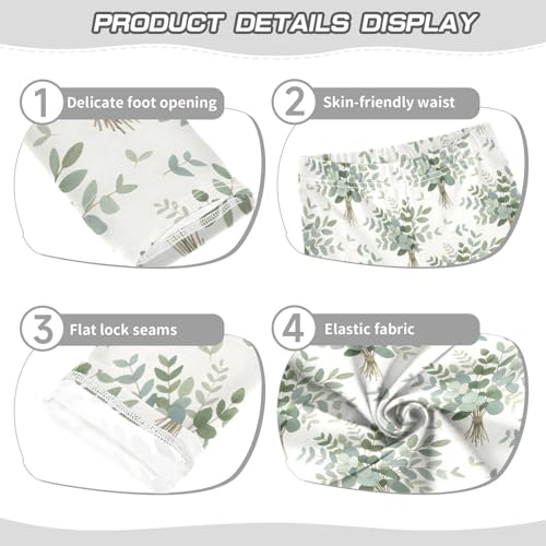 Eucalyptus Leaves Watercolor Girls Leggings Soft Stretch Workout Yoga Dance Pants for Kids Casual Tights3