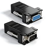 GELRHONR VGA Extender Over Ethernet Adapter, VGA to RJ45 Signal Extender Adapter, 15-Pin Male/Female to RJ45 Female Transmission Over CAT5 CAT6 Ethernet Cable -2pack