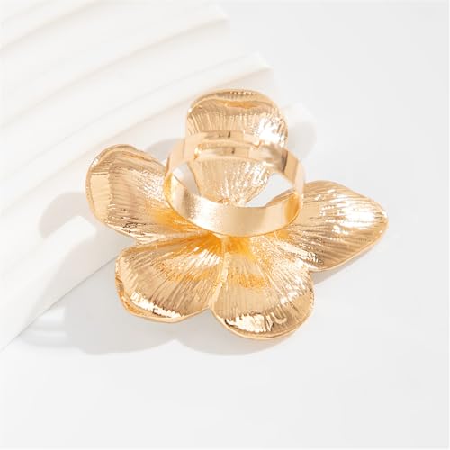 Elegant Big Flower Shaped Rings Adjustable Open for Women Exaggerated Jewelry for Weddings and Birthdays4