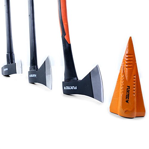 Foto von FUXTEC AXT Set, 4 teilig, Beil 600g, Axt 1.000g. Spaltaxt 3.000g, 1,8kg Spaltkeil - Spalthammer Axtset, Spaltbeil