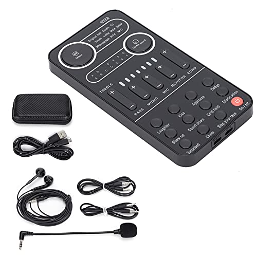 External Live Sound Card Set, Mobile Phone Live Broadcast Sound Card, Portable Karaoke Voice Changer, 13 Variants Tones, Support MC, Reverb, KTV, Soundtrack(K9)