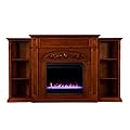 SEI Furniture Chantilly Color Changing Electric Bookcases Fireplace, Autumn Oak